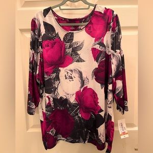 Flower print with rhinestone detail Allison Daley 3X top
